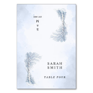 Cartes de placement de mariage Arbre birch gelé