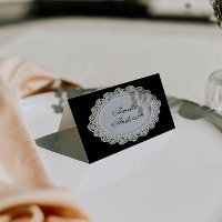 Cartes de placement de mariage en dentelle noir et