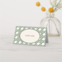 Cartes de placement de mariage en rotin de jardin
