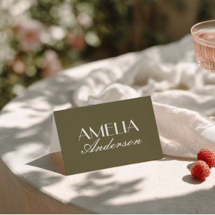 Cartes de placement de mariage en vert olive éléga
