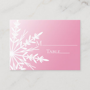 Cartes de placement de mariage hivernal rose avec