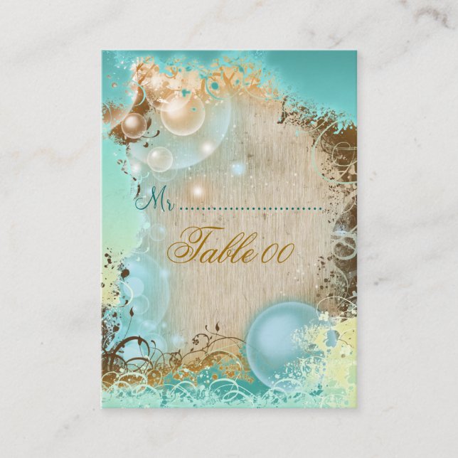 Cartes de placement de table thème plage (Devant)