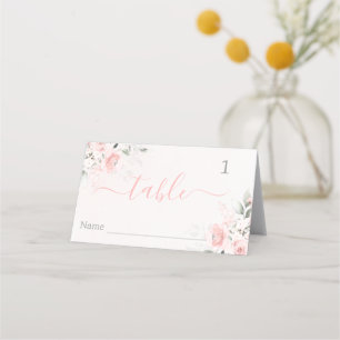 Cartes de placement florales rose tendre