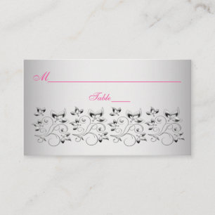 Cartes de placement florales roses, noires et arge