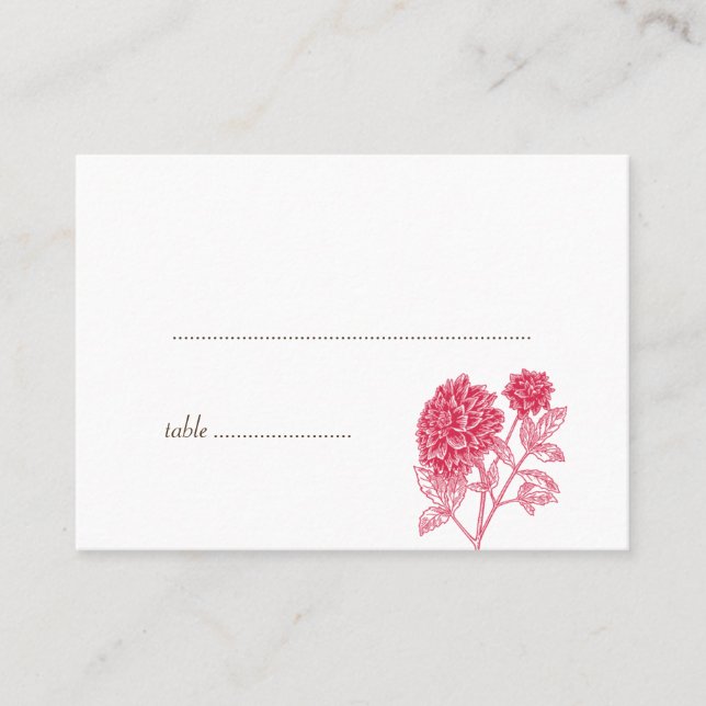 Cartes de places assises Red dahlia mariage escort (Devant)
