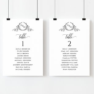 Cartes de plan de placement avec monogramme et nom