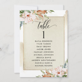 Cartes de plan de siège or et rose avec nom d'invi