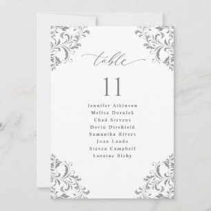 Cartes de plan de table de mariage élégantes gris 