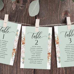 Cartes de plan de table Green Blooms avec noms des