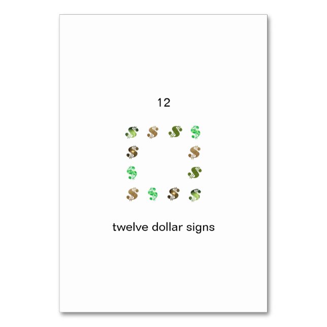Cartes de poche Numéro de douze dollars (Dos)