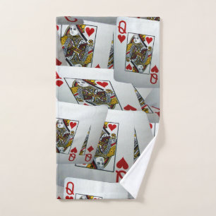 Cartes de poker éparpillées Queens, Serviette