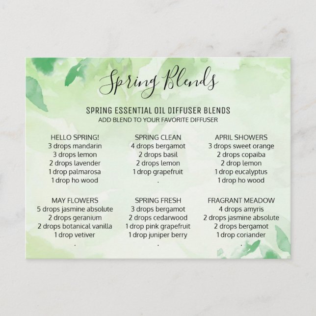 Cartes de poste à fleurs pour les huiles essentiel (Devant)