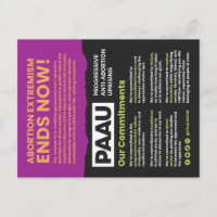 Cartes de poste d'informations PAAU