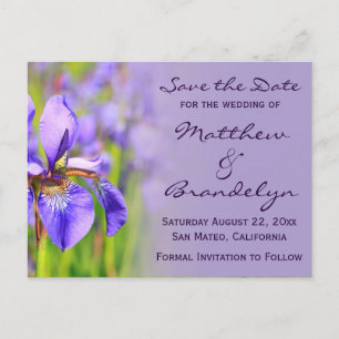 Cartes de pré-réservation de fleurs d'iris violett