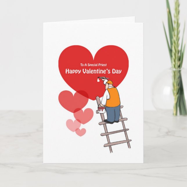 Cartes de prêtres de la Saint-Valentin, Coeurs rou (Devant)