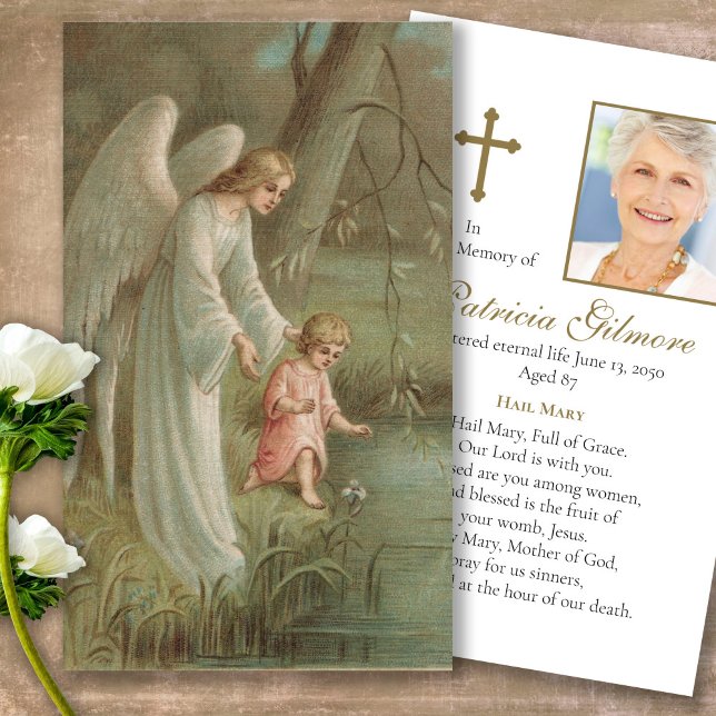 Cartes de prière | Ange Du Ciel (catholic, religious, celebration of life, in loving memory of, prayer cards for bereavement)