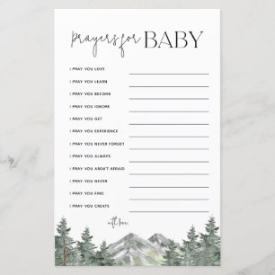 Cartes de prière Baby shower de montagne
