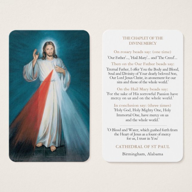 Cartes de prière | Chaplet de miséricorde divine 1 (Devant & derrière)