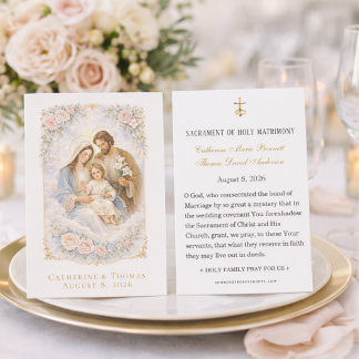 Cartes de prière de mariage catholique de la Saint