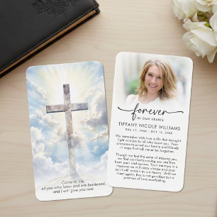 Cartes de prière de sympathie funéraire avec croix