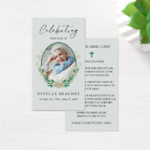 Cartes de prière de sympathie pour funérailles flo