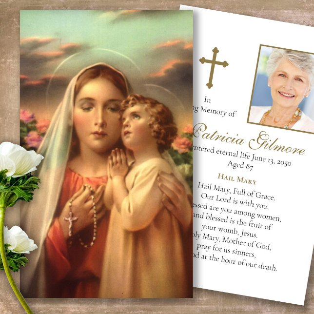 Cartes de prière | Dévotion des mères (catholic, religious, celebration of life, in loving memory of, prayer cards for bereavement)