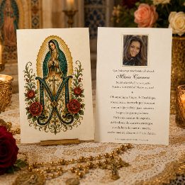 Cartes de prière funéraire catholique Guadalupe Ro
