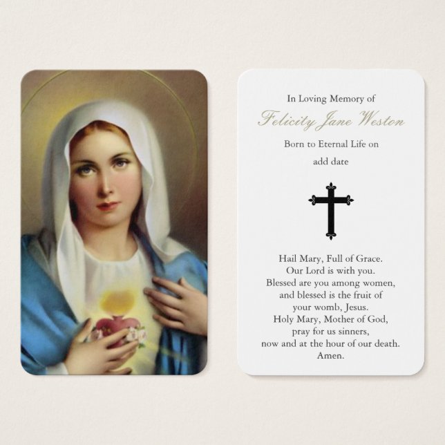 Cartes de prière | Italien Mary (Devant & derrière)