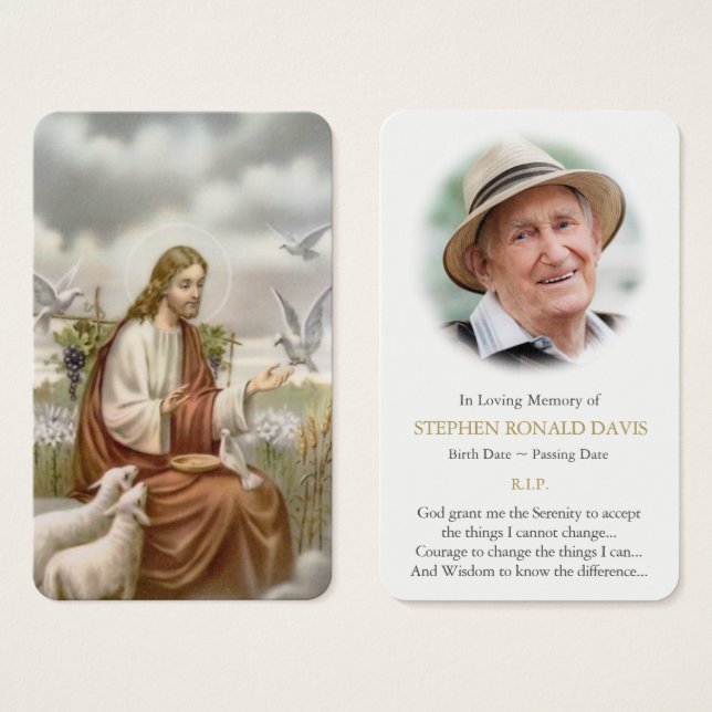 Cartes de prière | Jésus avec les colombes (Devant & derrière)