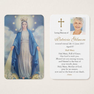 Cartes de prière   Médaille Miraculeuse Notre Dame