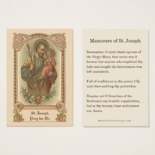 Cartes de prière Memorare de Saint-Joseph catholiq
