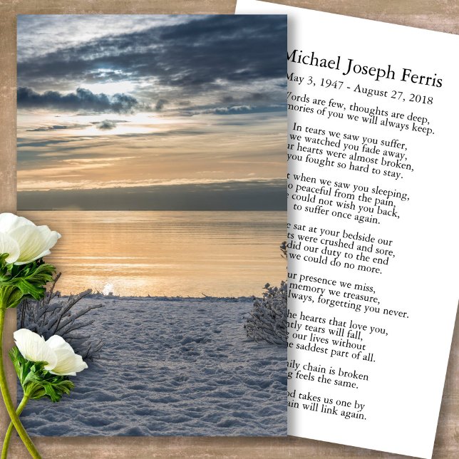 Cartes de prière | Mer 1 (sunset, sunrise, beach, celebration of life, in loving memory of, prayer cards for bereavement)