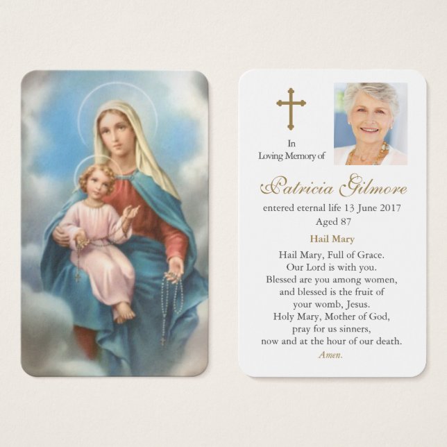 Cartes de prière | Notre Dame Du Saint Rosaire (Devant & derrière)