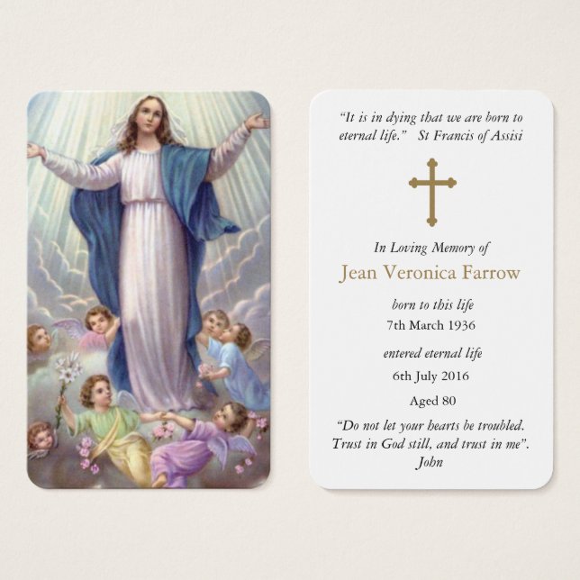 Cartes de prière | Notre Dame Saint Rosaire (Devant & derrière)