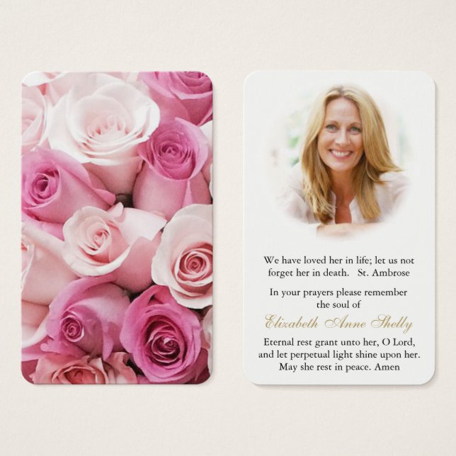 Cartes de prière | Roses dans les nuances de rose (Devant & derrière)