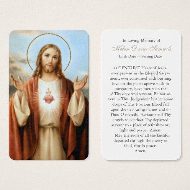 Cartes de prière | Sacré Coeur Jésus 3 (Devant & derrière)