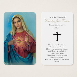 Cartes de prière   Sacré Coeur Marie 3