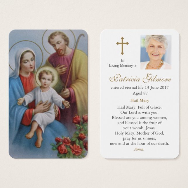 Cartes de prière | Sainte Famille (Devant & derrière)