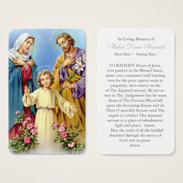 Cartes de prière | Sainte Famille 10 (Devant & derrière)