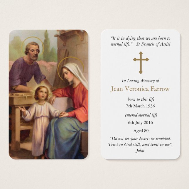 Cartes de prière | Sainte famille 4 (Devant & derrière)