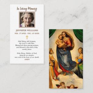 Cartes de prière Sistine Madonna avec des anges Ra
