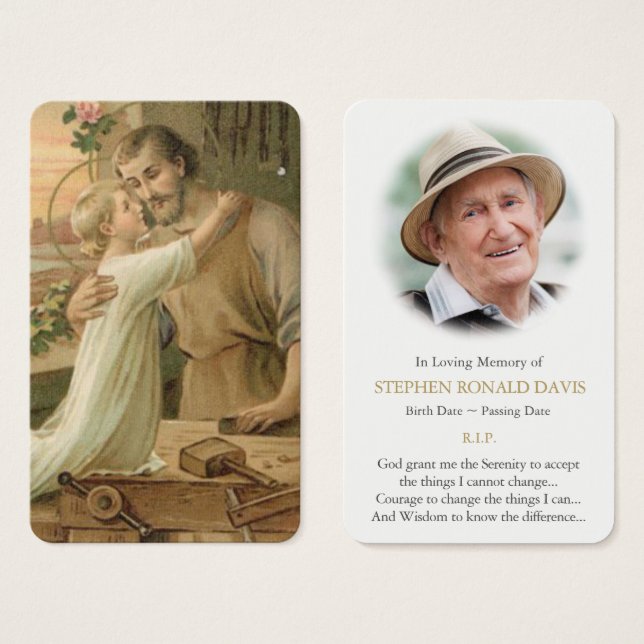 Cartes de prière | St Joseph Le Travailleur (Devant & derrière)