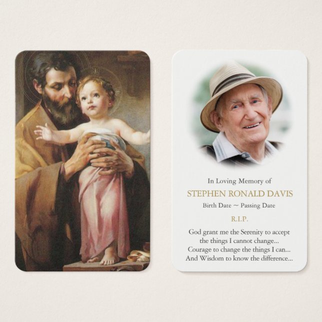 Cartes de prière | St Joseph & The Christ Child (Devant & derrière)