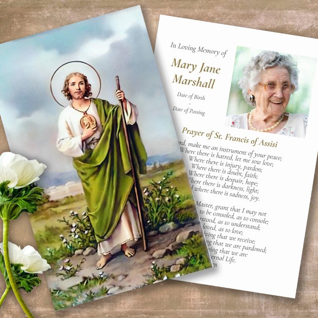 Cartes de prière St Jude (catholic, religious, celebration of life, in loving memory of, prayer cards for bereavement)