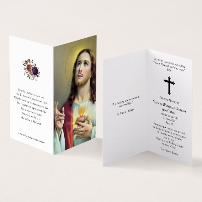 Cartes de prières catholiques | Jésus le coeur sac (Inside and Outside)