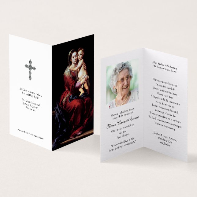 Cartes de prières catholiques | Madonna du Rosaire (Inside and Outside)