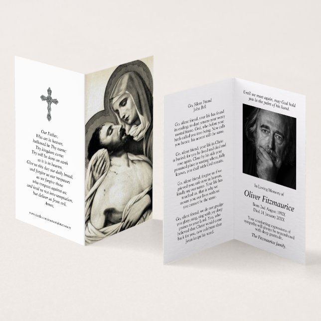 Cartes de prières catholiques | Mary Cradles Jésus (Inside and Outside)