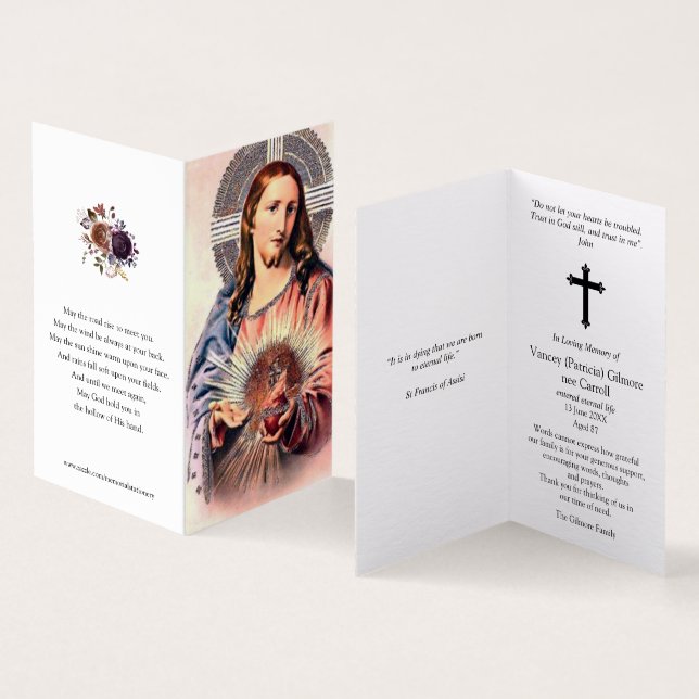 Cartes de prières catholiques | Sacré Coeur Jésus  (Inside and Outside)