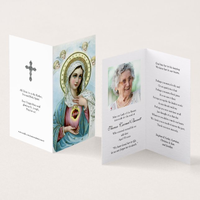 Cartes de prières catholiques | Sacré Coeur Marie  (Inside and Outside)