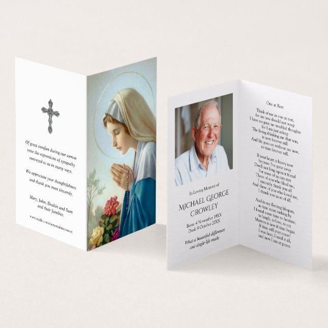 Cartes de prières catholiques | Vierge au Chapelet (Inside and Outside)